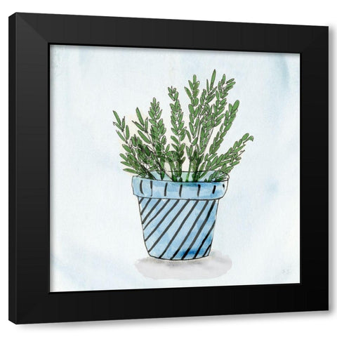 Pot of Herbs II Black Modern Wood Framed Art Print by Jill, Susan