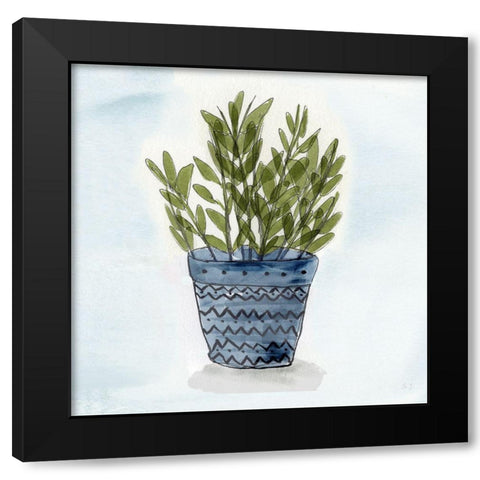 Pot of Herbs III Black Modern Wood Framed Art Print with Double Matting by Jill, Susan