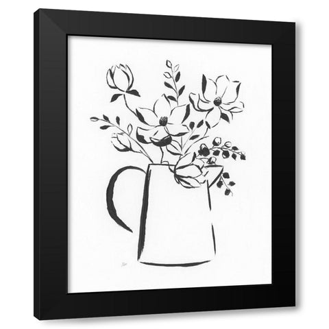 Sketchy Bouquet I Black Modern Wood Framed Art Print with Double Matting by Nan