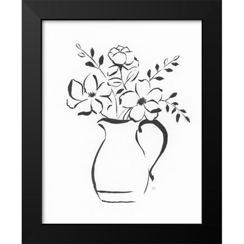 Sketchy Bouquet II Black Modern Wood Framed Art Print by Nan