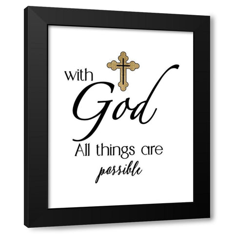 All Things Possible Gold Black Modern Wood Framed Art Print with Double Matting by CAD Designs