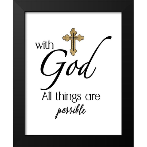 All Things Possible Gold Black Modern Wood Framed Art Print by CAD Designs