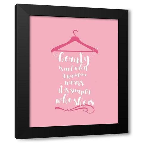 Beauty in Pink Black Modern Wood Framed Art Print by Designs, CAD