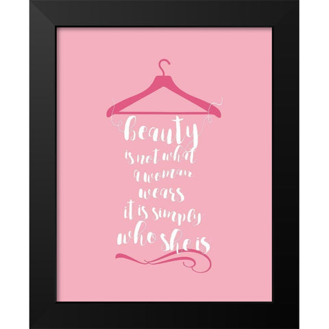 Beauty in Pink Black Modern Wood Framed Art Print by Designs, CAD