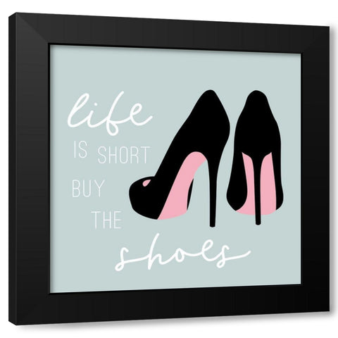 Buy the Shoes in Teal Black Modern Wood Framed Art Print by Carpentieri, Natalie