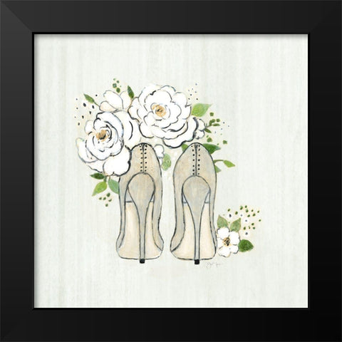 Fashion Floral Heels II Black Modern Wood Framed Art Print by Tava Studios