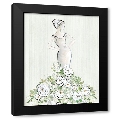 Fashion Floral Figurative Black Modern Wood Framed Art Print with Double Matting by Tava Studios