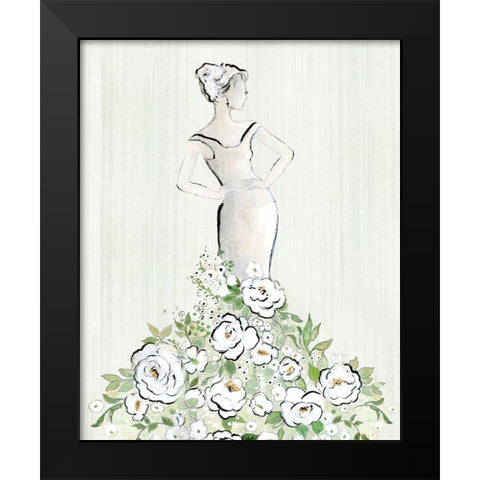 Fashion Floral Figurative Black Modern Wood Framed Art Print by Tava Studios