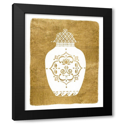Golden Urn I Black Modern Wood Framed Art Print by Tava Studios