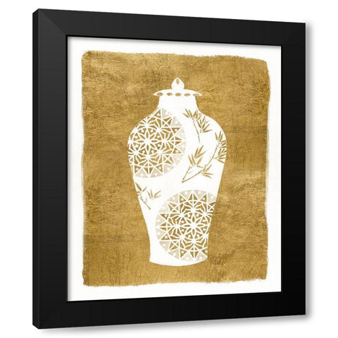 Golden Urn II Black Modern Wood Framed Art Print by Tava Studios