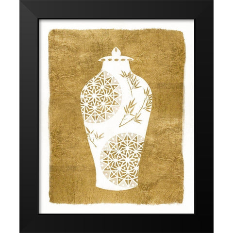 Golden Urn II Black Modern Wood Framed Art Print by Tava Studios
