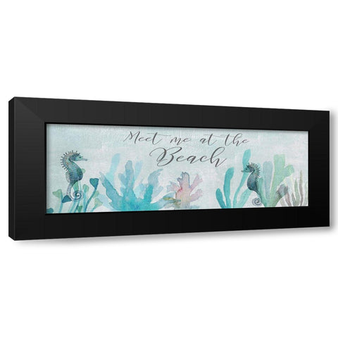 Seahorses and Coral Black Modern Wood Framed Art Print with Double Matting by Jill, Susan