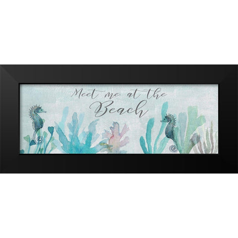 Seahorses and Coral Black Modern Wood Framed Art Print by Jill, Susan