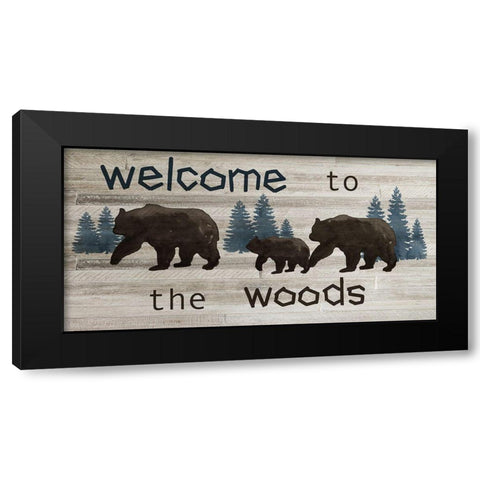 Bears Welcome Black Modern Wood Framed Art Print by Nan