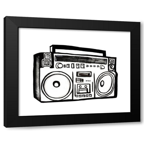 Boombox Sketch Black Modern Wood Framed Art Print by Tava, Alexandria