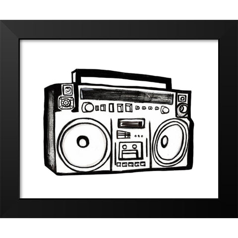 Boombox Sketch Black Modern Wood Framed Art Print by Tava, Alexandria