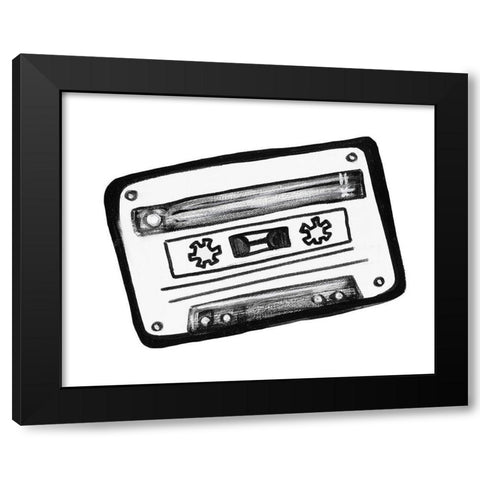 Cassette Sketch Black Modern Wood Framed Art Print with Double Matting by Tava, Alexandria