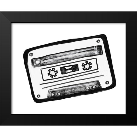 Cassette Sketch Black Modern Wood Framed Art Print by Tava, Alexandria