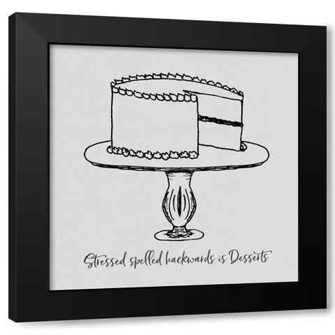 Stressed Spelled Backwards Black Modern Wood Framed Art Print with Double Matting by CAD Designs