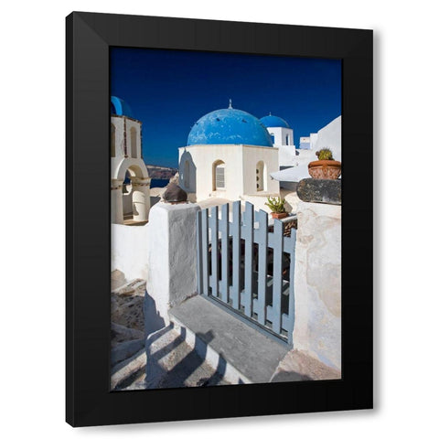 Santorini Sidewalk Black Modern Wood Framed Art Print by Delimont, Danita