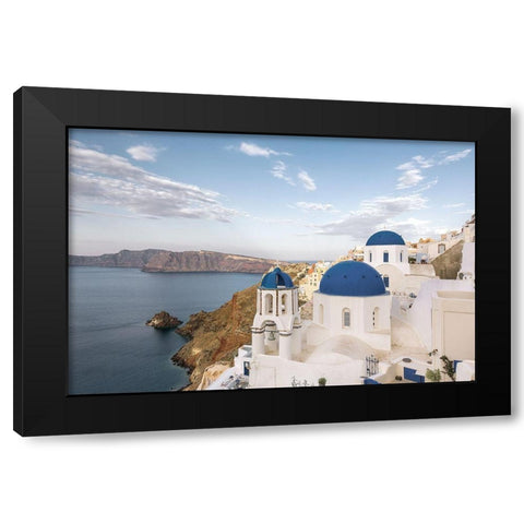 Santorini View Black Modern Wood Framed Art Print with Double Matting by Delimont, Danita