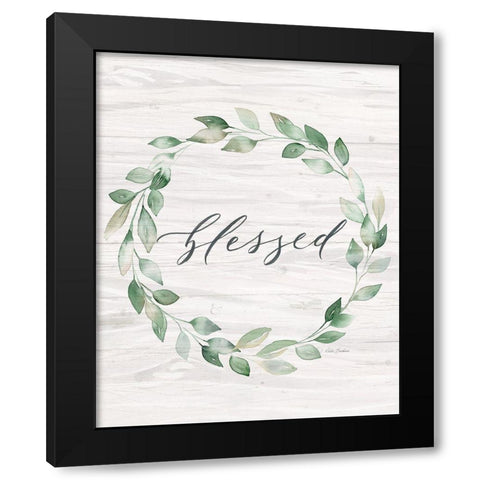Blessed Wreath Black Modern Wood Framed Art Print with Double Matting by Brockmon, Kristen
