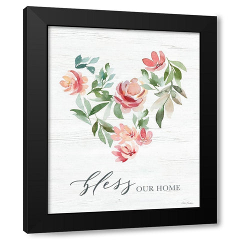 Paradise Floral Heart Black Modern Wood Framed Art Print with Double Matting by Brockmon, Kristen