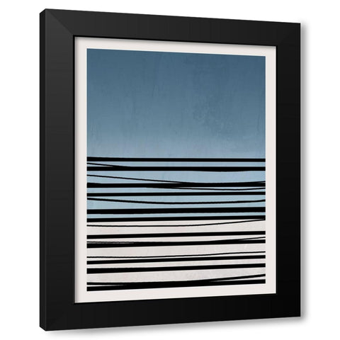 Abstract Azul II Black Modern Wood Framed Art Print by Santiago, Daniela