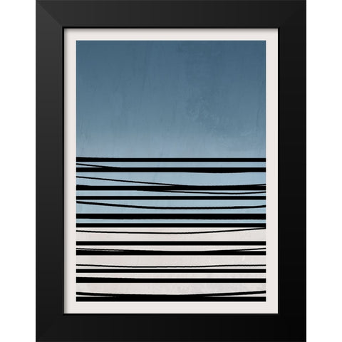 Abstract Azul II Black Modern Wood Framed Art Print by Santiago, Daniela