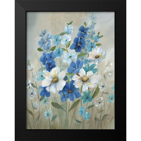 Blue Garden II Black Modern Wood Framed Art Print by Nan