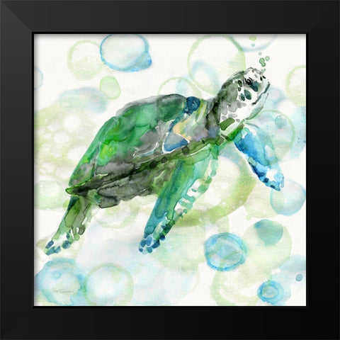 Turtle Bubbles I Black Modern Wood Framed Art Print by Robinson, Carol