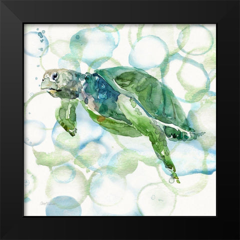 Turtle Bubbles II Black Modern Wood Framed Art Print by Robinson, Carol