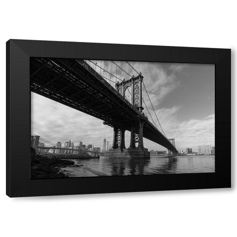 Manhattan Bridge Black Modern Wood Framed Art Print by Delimont, Danita