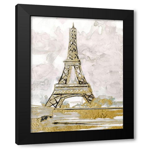 Eiffel Tower Glitz Black Modern Wood Framed Art Print by Nan