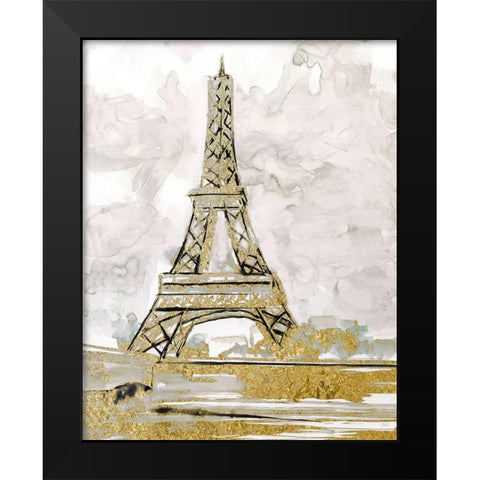Eiffel Tower Glitz Black Modern Wood Framed Art Print by Nan