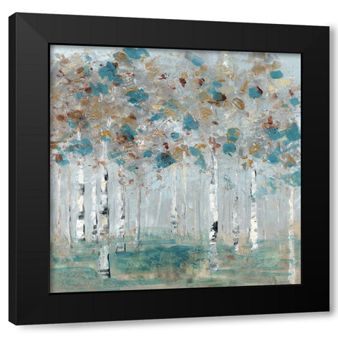 Teal Forest II Black Modern Wood Framed Art Print with Double Matting by Swatland, Sally