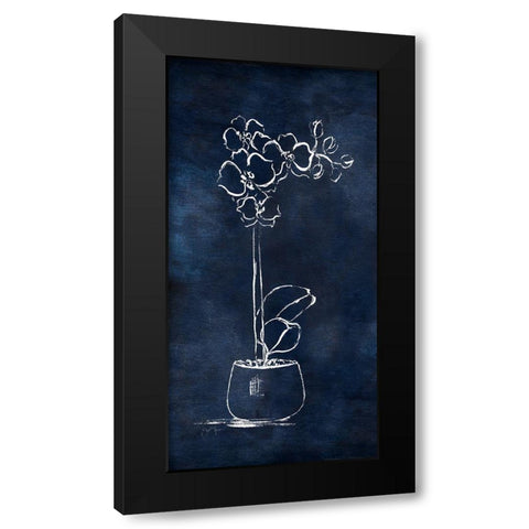 Indigo Orchid I Black Modern Wood Framed Art Print with Double Matting by Tava Studios