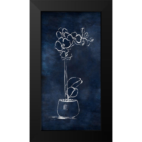 Indigo Orchid I Black Modern Wood Framed Art Print by Tava Studios