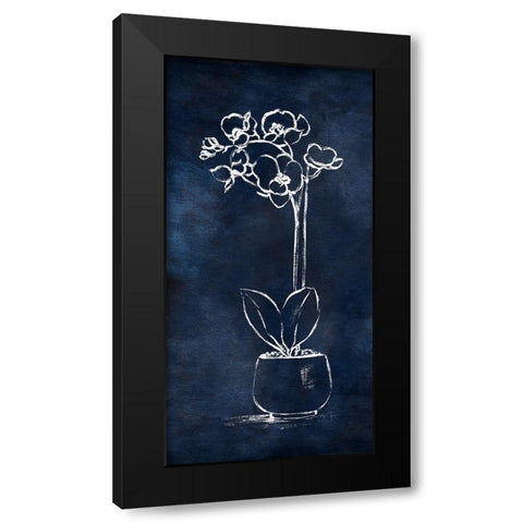 Indigo Orchid II Black Modern Wood Framed Art Print by Tava Studios