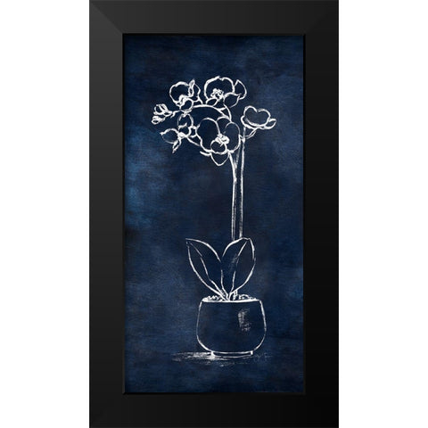 Indigo Orchid II Black Modern Wood Framed Art Print by Tava Studios