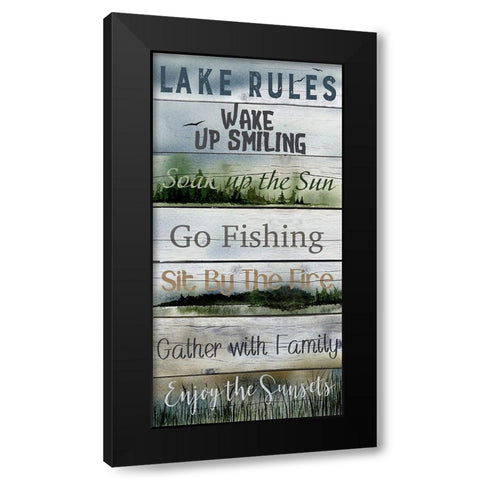 Foggy Lake Rules Black Modern Wood Framed Art Print by Gunn, Kourtni