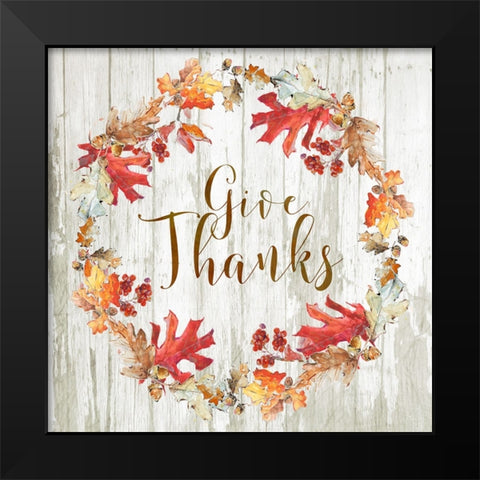 Give Thanks Black Modern Wood Framed Art Print by Swatland, Sally