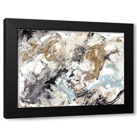 Marbleized Abstract Black Modern Wood Framed Art Print by Chang, Stella