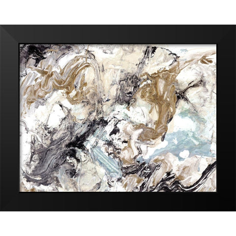 Marbleized Abstract Black Modern Wood Framed Art Print by Chang, Stella