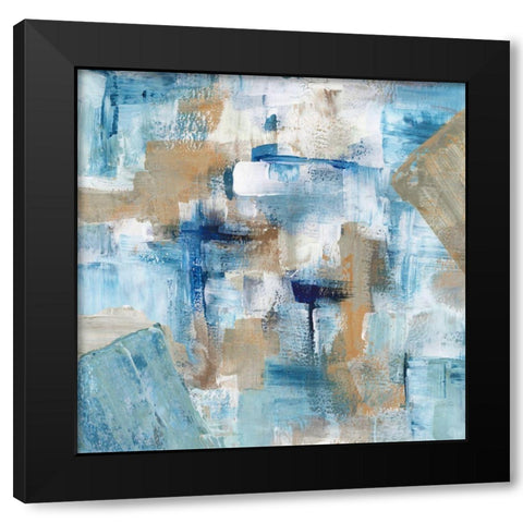 Teal Infusion Black Modern Wood Framed Art Print with Double Matting by Chang, Stella