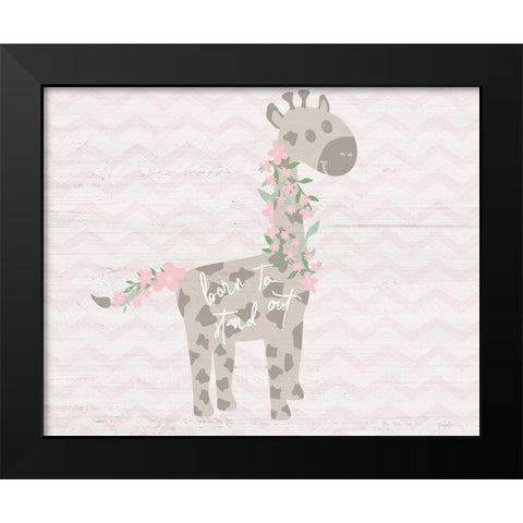 Floral Giraffe Black Modern Wood Framed Art Print by Carpentieri, Natalie