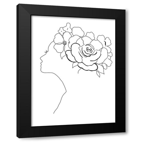 Fashion Floral Sketch II Black Modern Wood Framed Art Print with Double Matting by Tava Studios