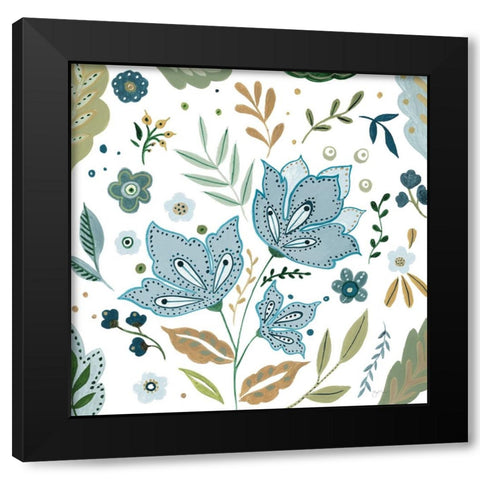 Fantasy Folk Flowers I Black Modern Wood Framed Art Print with Double Matting by Tava Studios