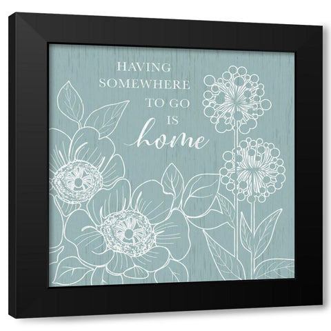 Home Floral  Sketch Black Modern Wood Framed Art Print by Knutsen, Conrad