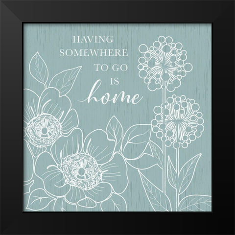 Home Floral  Sketch Black Modern Wood Framed Art Print by Knutsen, Conrad